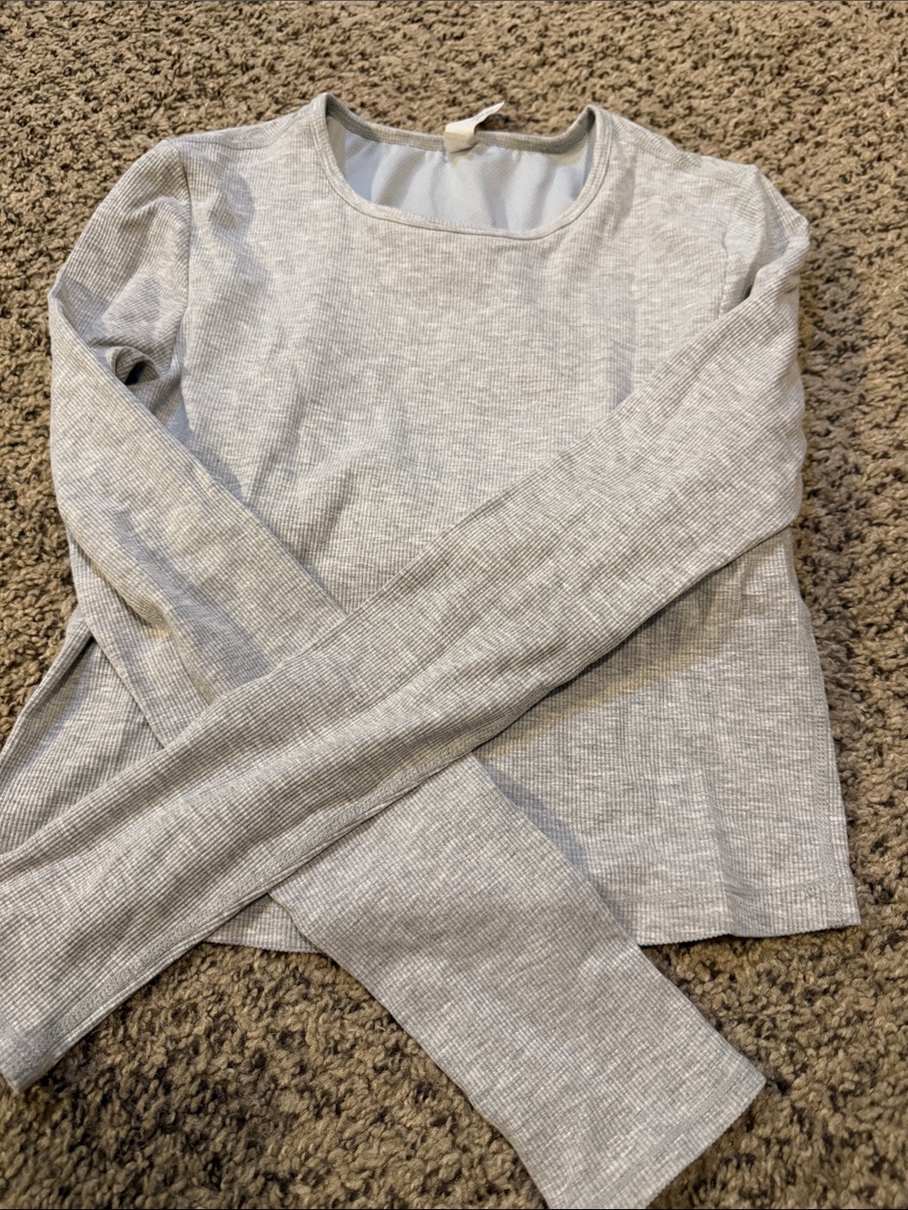 Yogalicious Heavenly Rib Kathleen Crop Long Sleeve Top Gray Size M